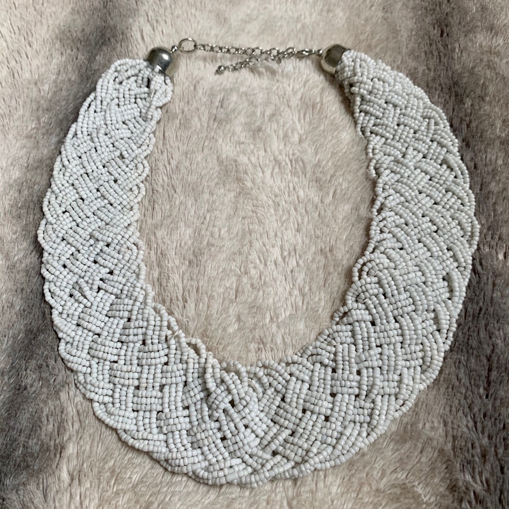 Francesca’s White Braided Statement Necklace